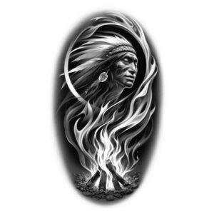 warriors-native-american tattoo design ideas Realism crisp detail feathered warrior shows perseverance