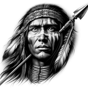 warriors-native-american tattoo design ideas Realism realistic dimension feathered warrior symbolising endurance