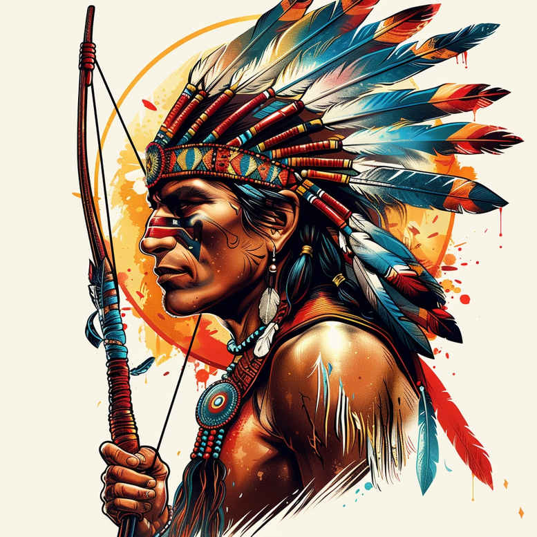 warriors-native-american tattoo design ideas Surrealism psychic energy forest mark for lower chest