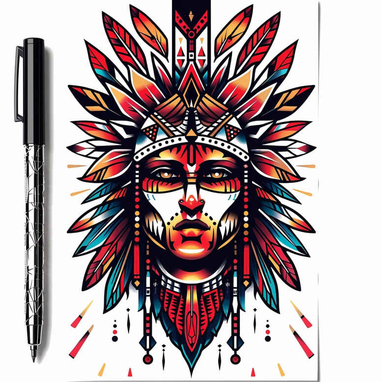 warriors-native-american tattoo design ideas layered fill native shield for abdomen
