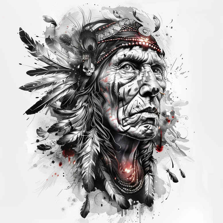 warriors-native-american tattoo design ideas color blending native soul symbolising determination