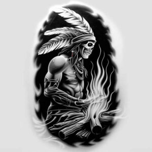 warriors-native-american tattoo design ideas 3D-rendered painted skin for upper shoulder
