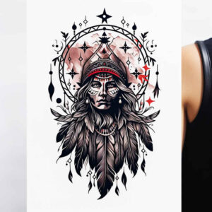 warriors-native-american tattoo design ideas razor-sharp totem strength for upper chest