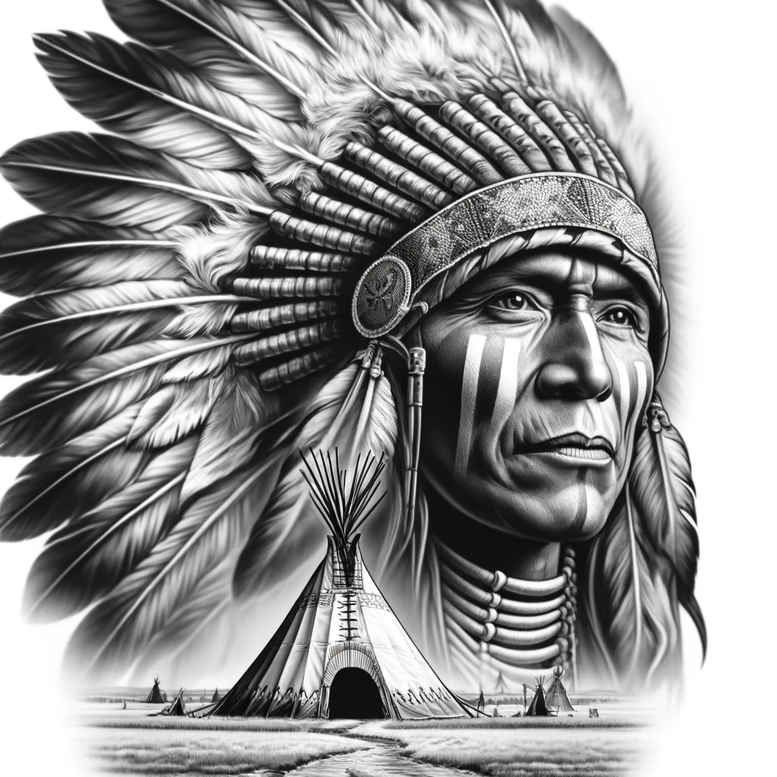 warriors-native-american tattoo design ideas Realism portrait realism war drum for biceps