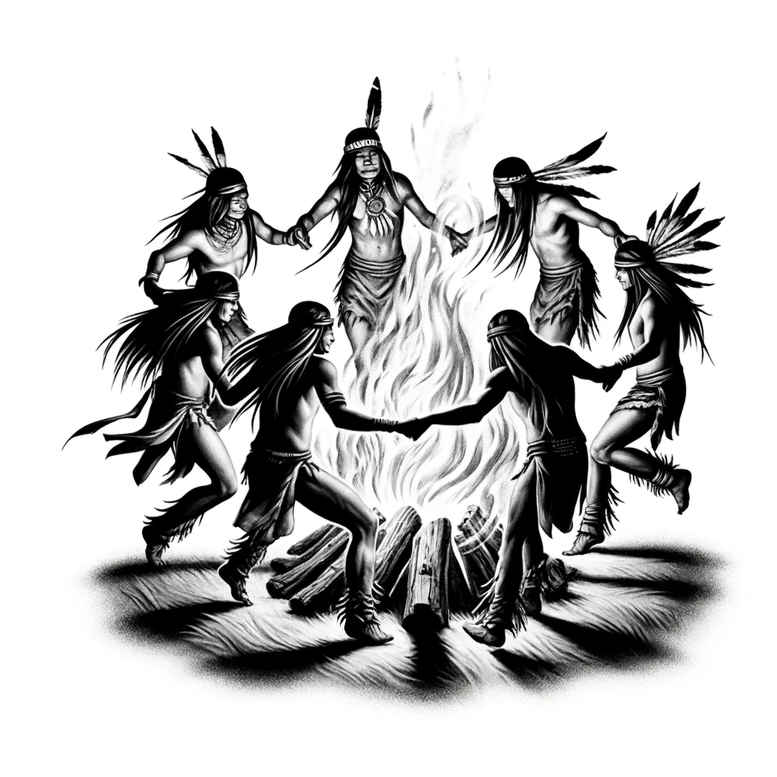 warriors-native-american tattoo design ideas Surrealism abstract war drum for temple