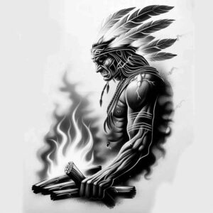 war-motif-tattoo-neotraditional-subtle-tone-for-upper-chest – tattoo design ideas free ai generated – Gallery: warriors-native-american-inkby-ai