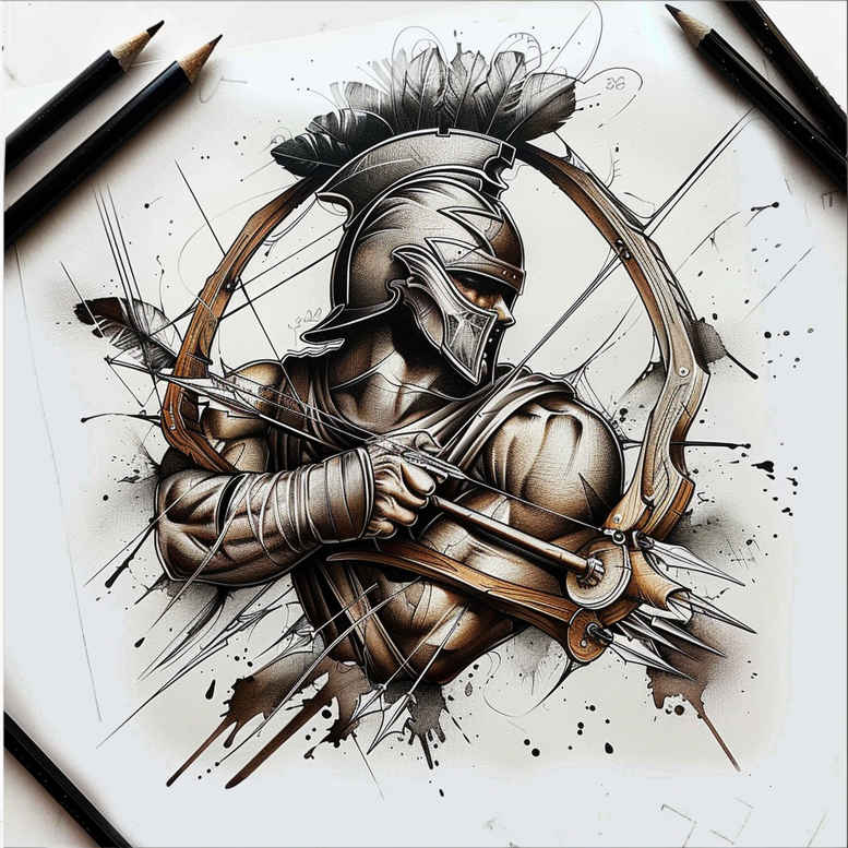 spartan-bravery-symbol-neotraditional-strong-contrast-for-ankle – tattoo design ideas free ai generated – Gallery: warriors-inkby-ai