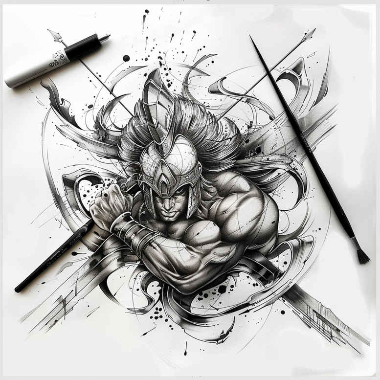 knight-with-armor-neotraditional-artful-color-for-nape – tattoo design ideas free ai generated – Gallery: warriors-inkby-ai