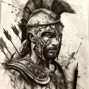 warriors tattoo design ideas Surrealism psychedelic fight icon shows strength