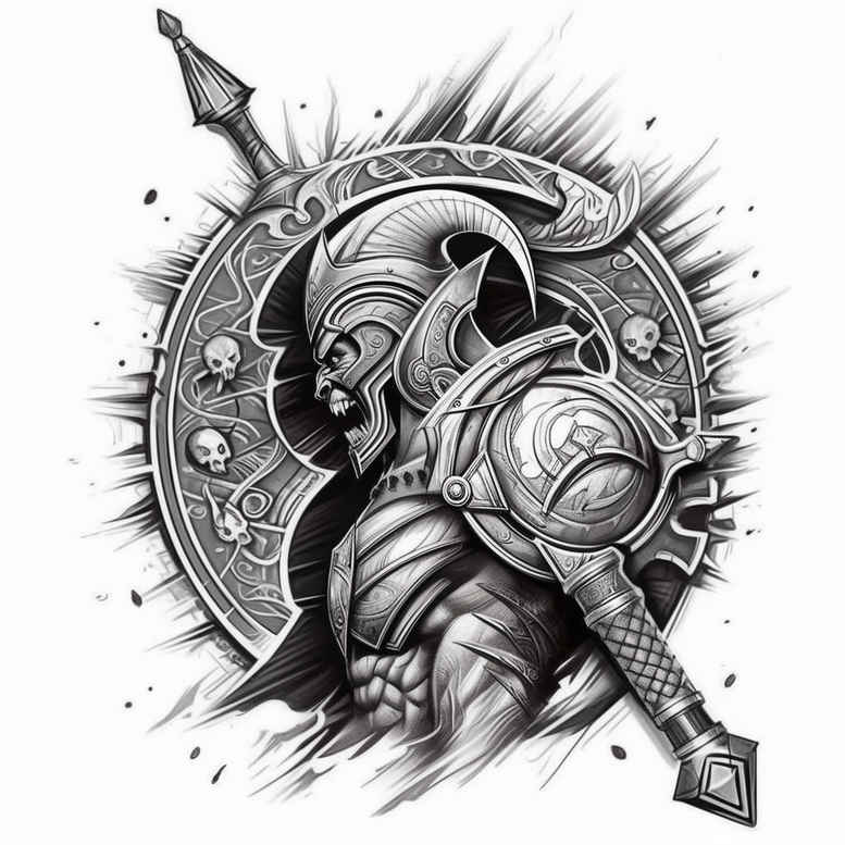 warriors tattoo design ideas Realism realistic structure strength symbol for back shoulder