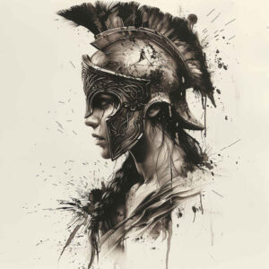 warriors tattoo design ideas Surrealism transcendent war presence for back of neck
