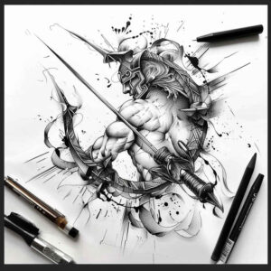 spartan-history-and-strength-motif-neotraditional-vivid-hues-for-neck – tattoo design ideas free ai generated – Gallery: warriors-inkby-ai