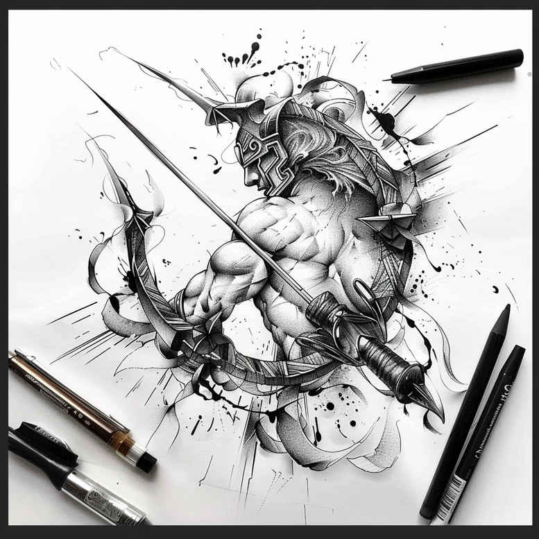 spartan-history-and-strength-motif-neotraditional-vivid-hues-for-neck – tattoo design ideas free ai generated – Gallery: warriors-inkby-ai
