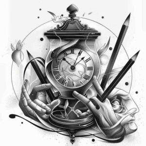 time-mystery-motif-realism-sharp-focus-for-outer-arm – tattoo design ideas free ai generated – Gallery: watches-hourglass-inkby-ai