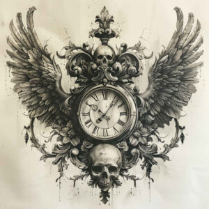 time-with-3d-effect-neotraditional-detailed-textures-for-lower-leg – tattoo design ideas free ai generated – Gallery: watches-hourglass-inkby-ai