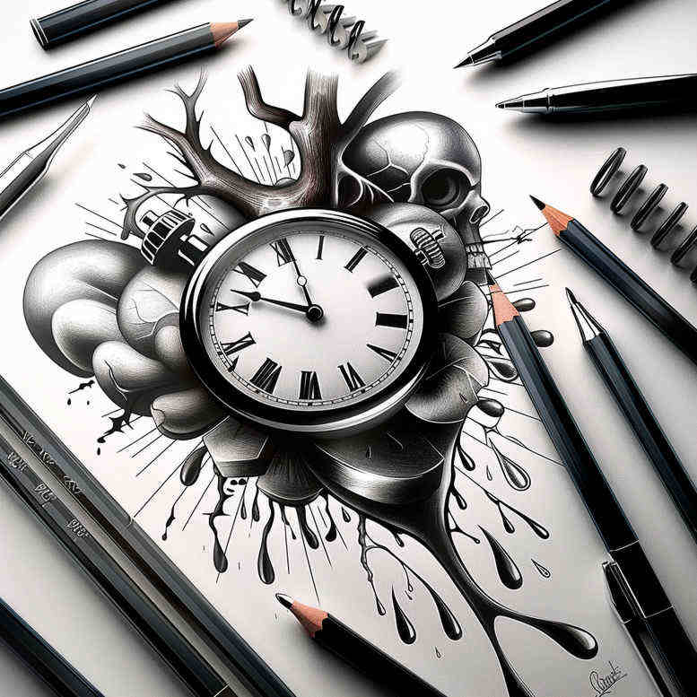 time-symbol-neotraditional-refined-detail-for-shoulder-blade – tattoo design ideas free ai generated – Gallery: watches-hourglass-inkby-ai