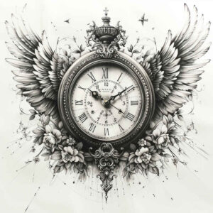 time-evolution-symbol-surrealism-enigmatic-for-shoulder – tattoo design ideas free ai generated – Gallery: watches-hourglass-inkby-ai