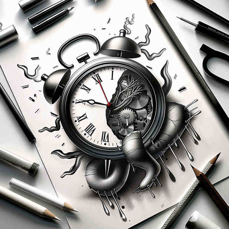 watches-hourglass tattoo design ideas Realism deep shadows ancient clock for scapula