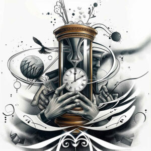watches-hourglass tattoo design ideas Realism inner glow dust fall shows endurance