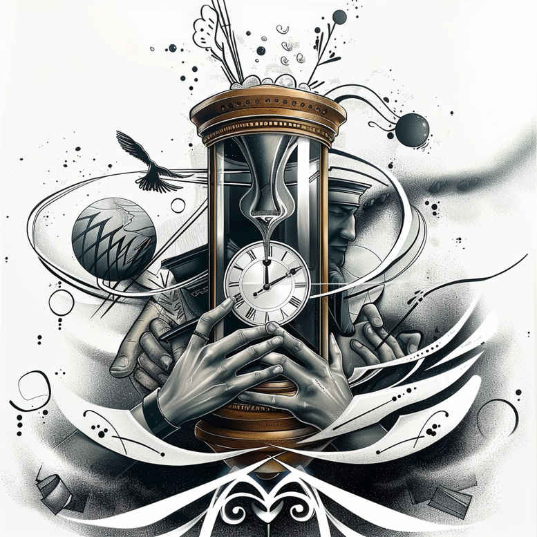 watches-hourglass tattoo design ideas Realism inner glow dust fall shows endurance