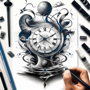 watches-hourglass tattoo design ideas Surrealism shadow play fading second courage and power