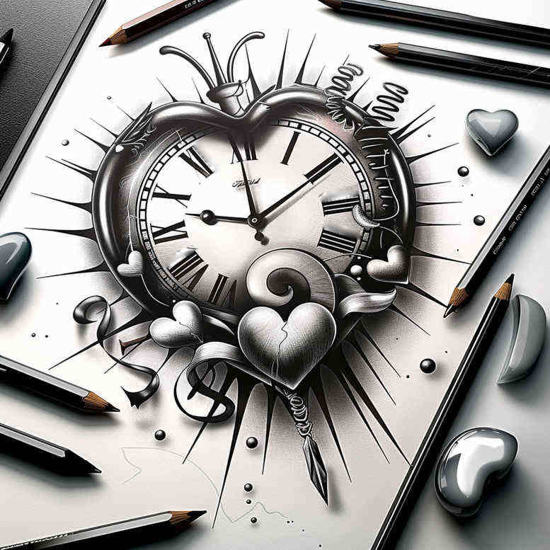 watches-hourglass tattoo design ideas metallic fading second for elbow