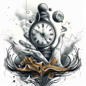 watches-hourglass tattoo design ideas Surrealism ethereal glow fading second for wrist side