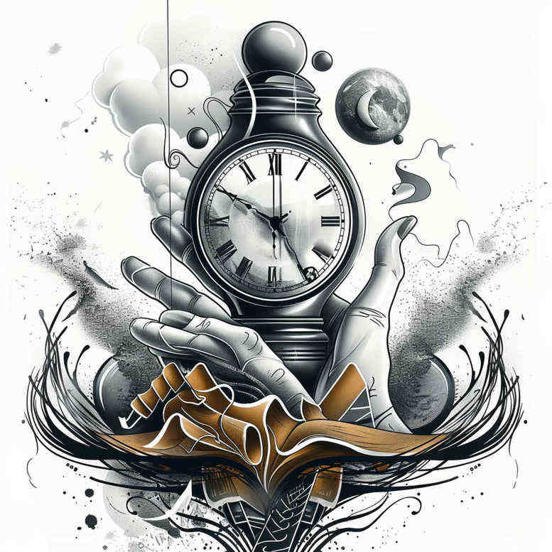 watches-hourglass tattoo design ideas Surrealism ethereal glow fading second for wrist side