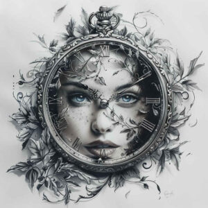 watches-hourglass tattoo design ideas Surrealism psychedelic hourglass shape for chest