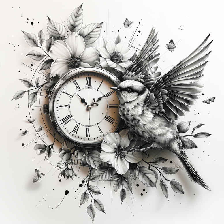 watches-hourglass tattoo design ideas Surrealism morphic transformation limited time for toe