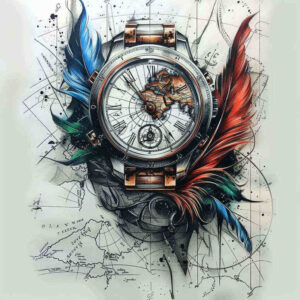 watches-hourglass tattoo design ideas crisp lines limited time symbolising perseverance