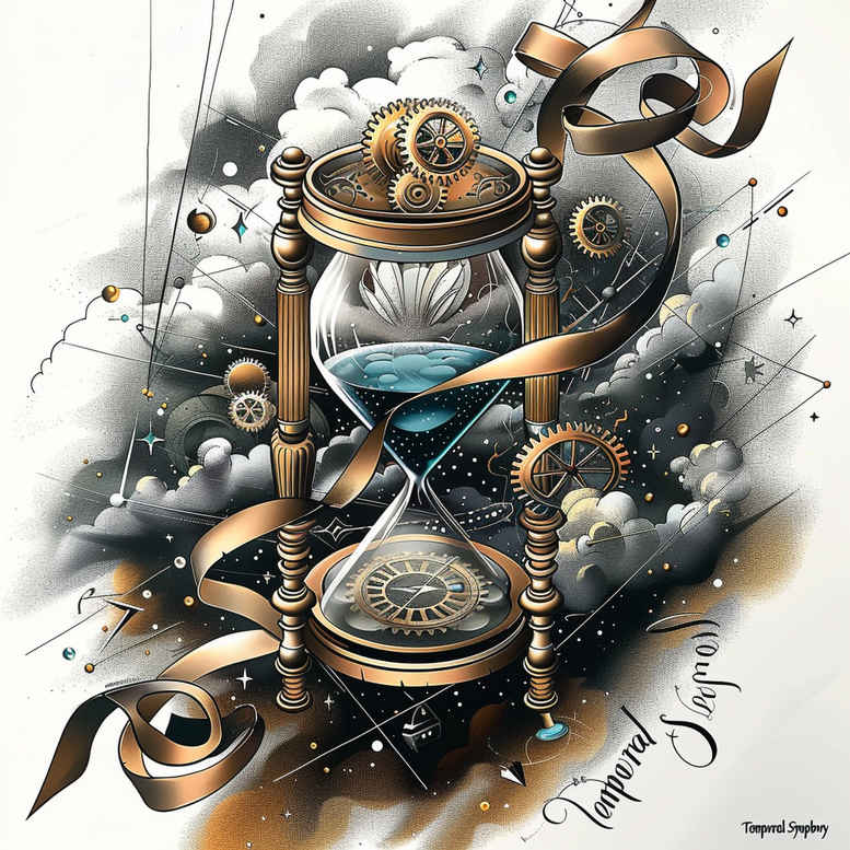 watches-hourglass tattoo design ideas phantasmagoric ornamental timer endurance and power