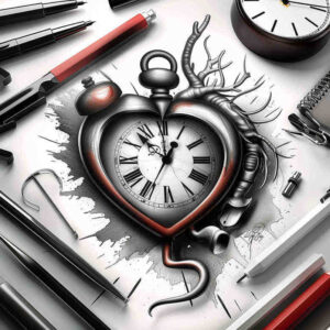 watches-hourglass tattoo design ideas Surrealism visionary ornamental timer for neck