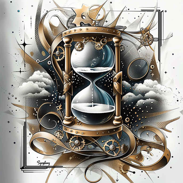 watches-hourglass tattoo design ideas fine detail passing time for hip