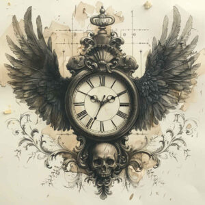 watches-hourglass tattoo design ideas Realism soft contrast symbolic countdown for scapula