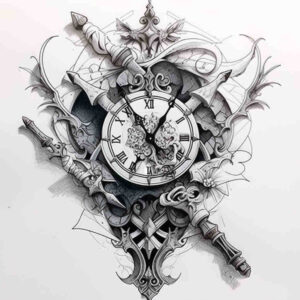 watches-hourglass tattoo design ideas Realism deep shadows temporal art for ankle