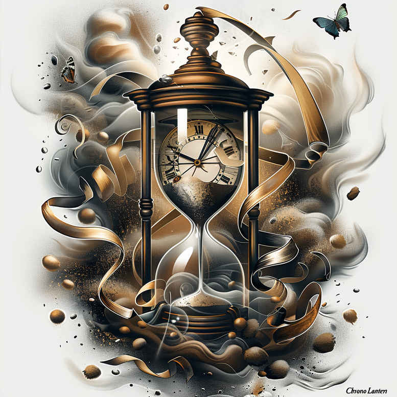 watches-hourglass tattoo design ideas Surrealism chromatic flux timekeeper for upper arm