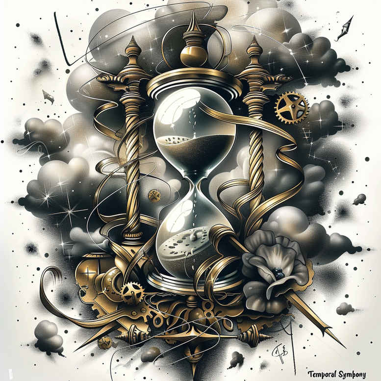 watches-hourglass tattoo design ideas Surrealism esoteric visual countdown for collarbone