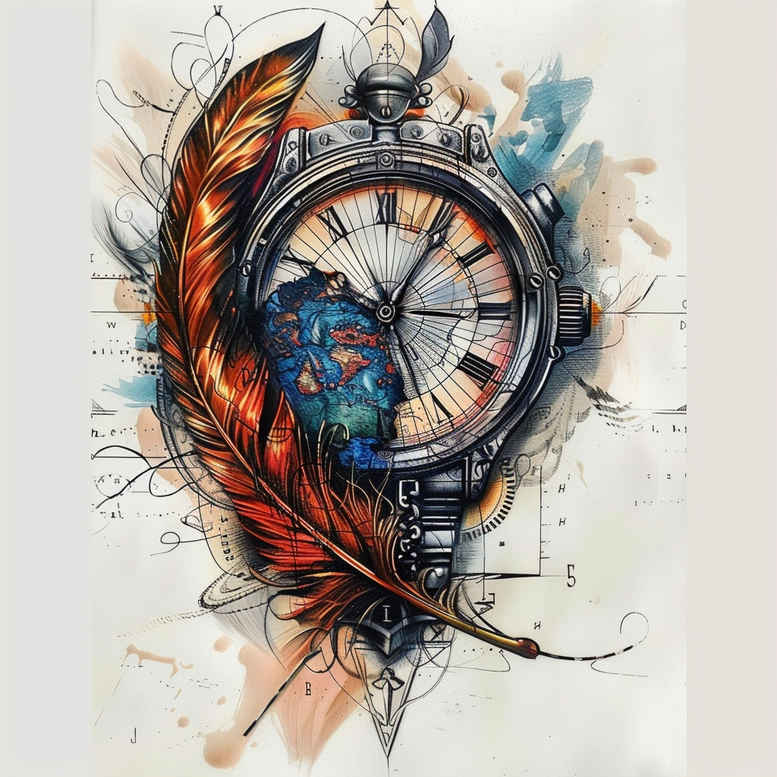 geometric-time-neotraditional-refined-lines-for-lower-back – tattoo design ideas free ai generated – Gallery: watches-hourglass-inkby-ai