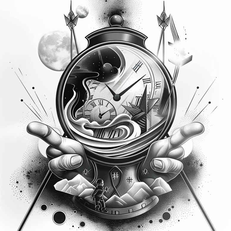 time-memory-symbol-neotraditional-contrasting-colors-for-inner-arm – tattoo design ideas free ai generated – Gallery: watches-hourglass-inkby-ai