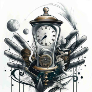 time-transformation-symbol-neotraditional-refined-lines-for-back-of-neck – tattoo design ideas free ai generated – Gallery: watches-hourglass-inkby-ai