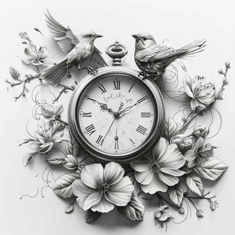 time-change-symbol-surrealism-visionary-for-temple – tattoo design ideas free ai generated – Gallery: watches-hourglass-inkby-ai