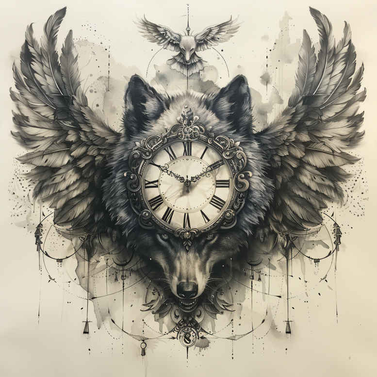 geometric-time-neotraditional-artful-color-for-spine – tattoo design ideas free ai generated – Gallery: watches-hourglass-inkby-ai