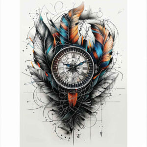 time-tattoo-surrealism-floating-elements-for-knee – tattoo design ideas free ai generated – Gallery: watches-hourglass-inkby-ai