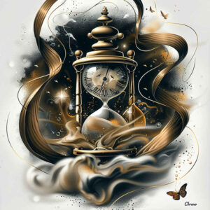 geometric-time-surrealism-transcendent-for-behind-ear – tattoo design ideas free ai generated – Gallery: watches-hourglass-inkby-ai
