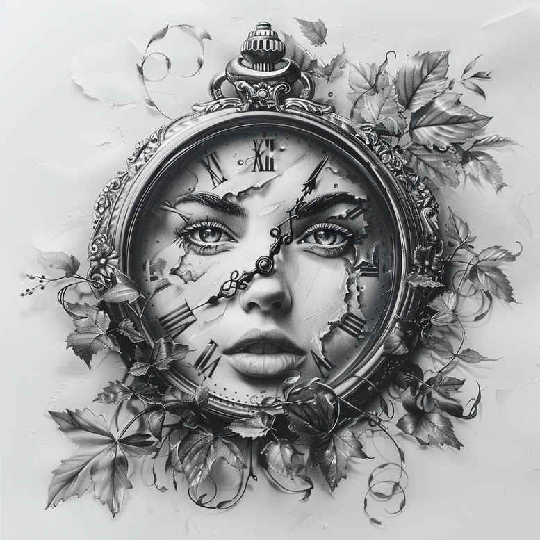 time-nostalgia-symbol-neotraditional-artistic-contrast-for-foot – tattoo design ideas free ai generated – Gallery: watches-hourglass-inkby-ai