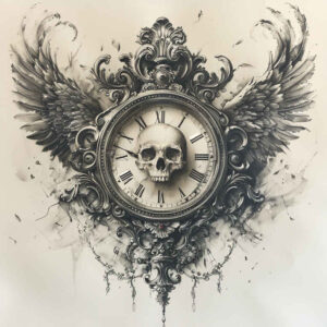 moment-neotraditional-dynamic-color-for-scapula – tattoo design ideas free ai generated – Gallery: watches-hourglass-inkby-ai