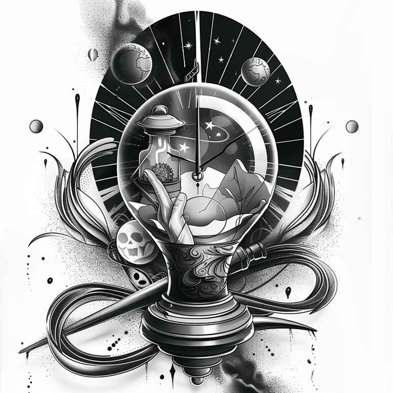 time-and-space-realism-sharp-focus-for-outer-arm – tattoo design ideas free ai generated – Gallery: watches-hourglass-inkby-ai