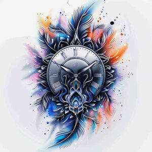 abstract-time-neotraditional-layered-shading-for-lower-thigh – tattoo design ideas free ai generated – Gallery: watches-hourglass-inkby-ai