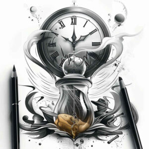 clock-realism-skin-texture-for-heel – tattoo design ideas free ai generated – Gallery: watches-hourglass-inkby-ai